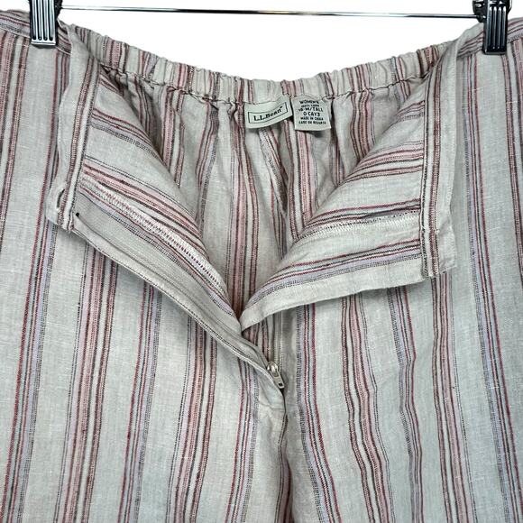 L.L. Bean Women’s Tan Stripped 100% Linen Pants XL Tall - Picture 5 of 6